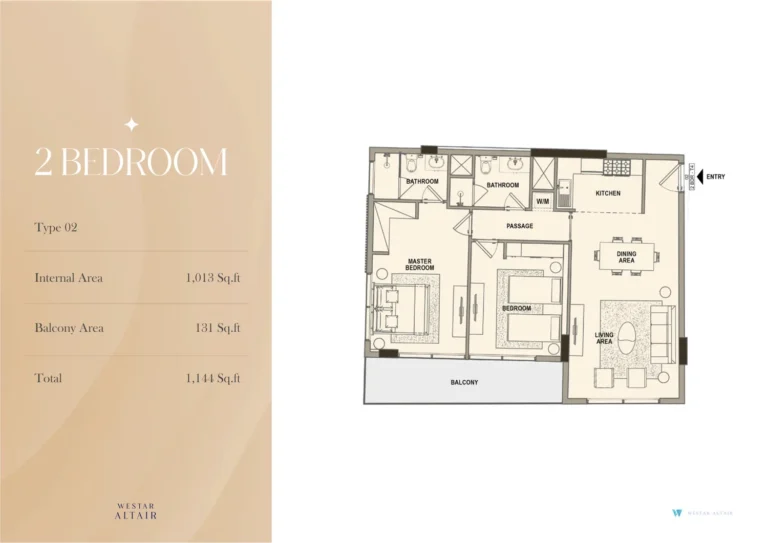 Westar Altair floor plan 2 BR · 1144 sqft