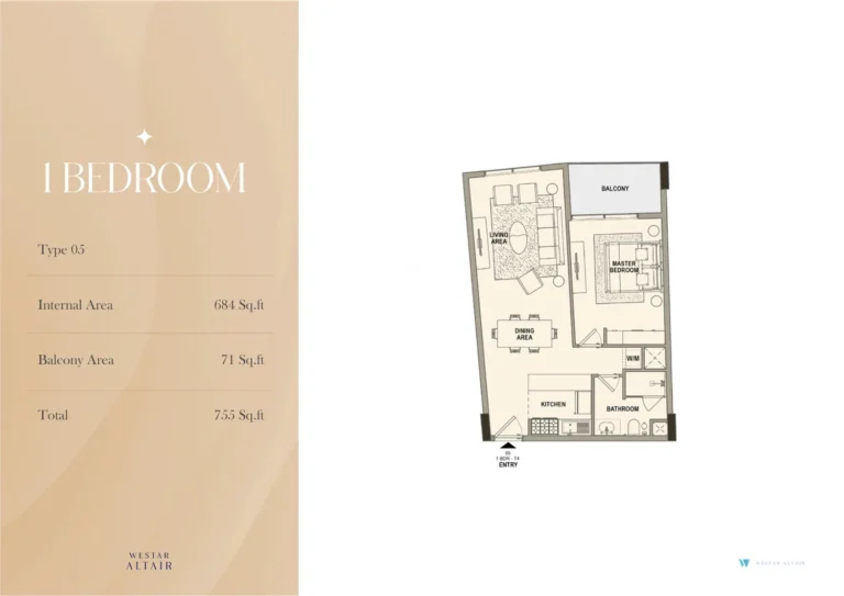 Westar Altair floor plan 1 BR · 755 sqft