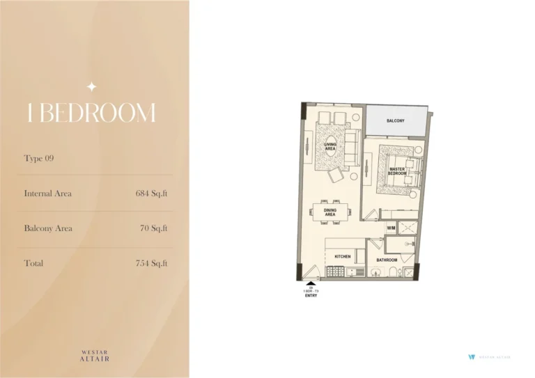 Westar Altair floor plan 1 BR · 754 sqft