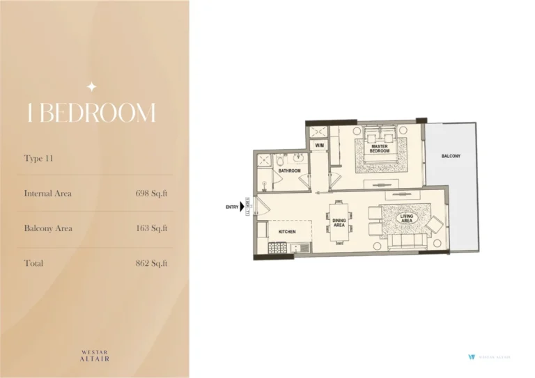Westar Altair floor plan 1 BR · 862 sqft