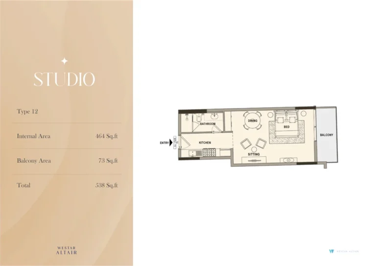 Westar Altair floor plan Studio · 538 sqft