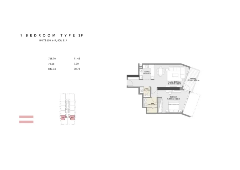 Zura Residences floor plan 1 BR · 847 sqft