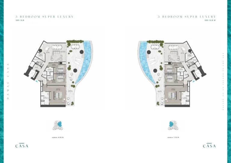 Damac Casa floor plan 3 BR