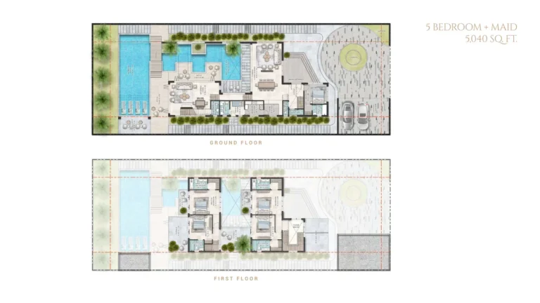 Damac Hills (2) — Farmhouses floor plan 5-спальн. · 5040 sqft