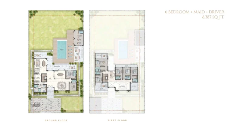 Damac Hills (2) — Farmhouses floor plan 6-спальн. · 8387 sqft