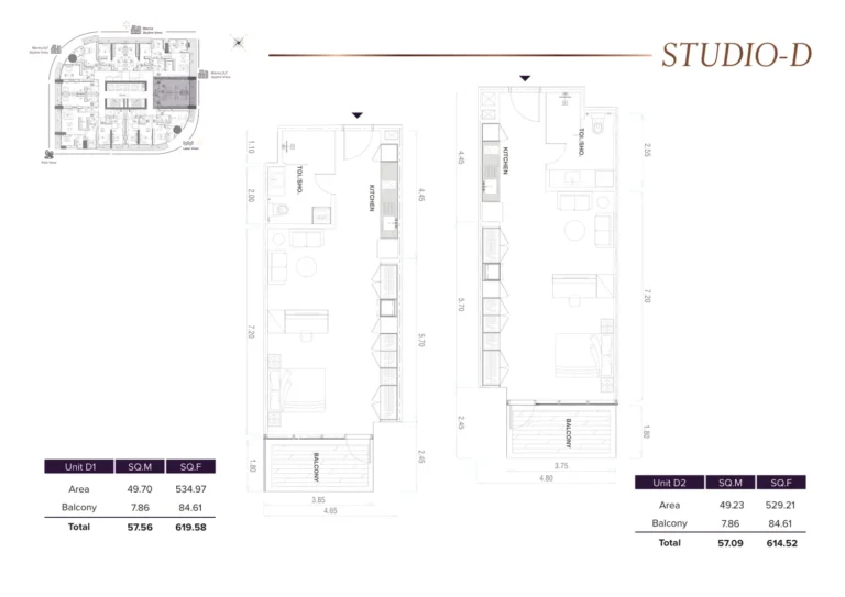Mbl Signature floor plan Студия · 619 sqft