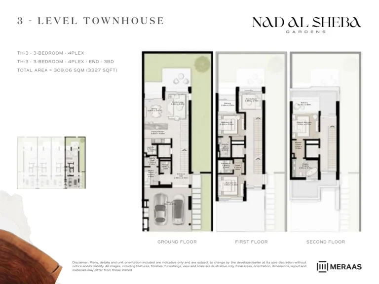 Nad Al Sheba Gardens Phase 4 floor plan 3 BR · 3327 sqft