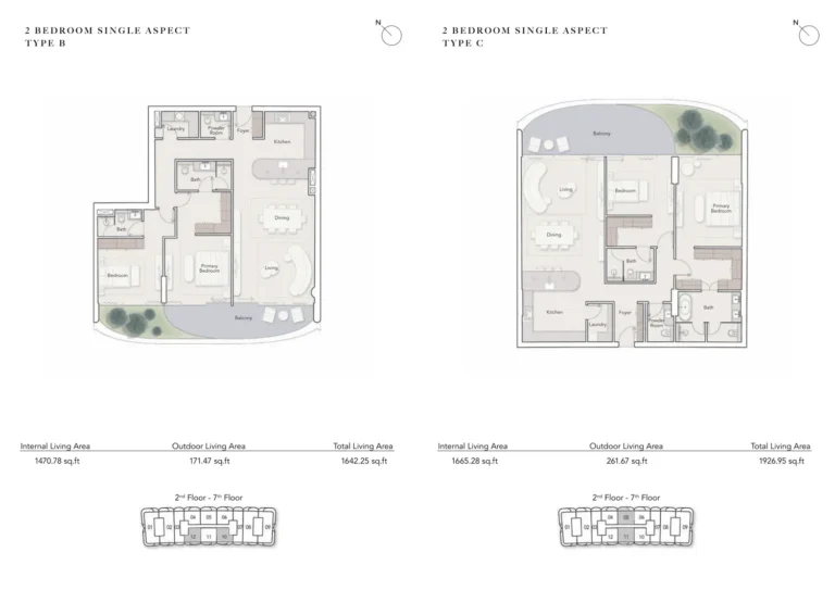 Ocean House floor plan 2 BR · 1642 sqft