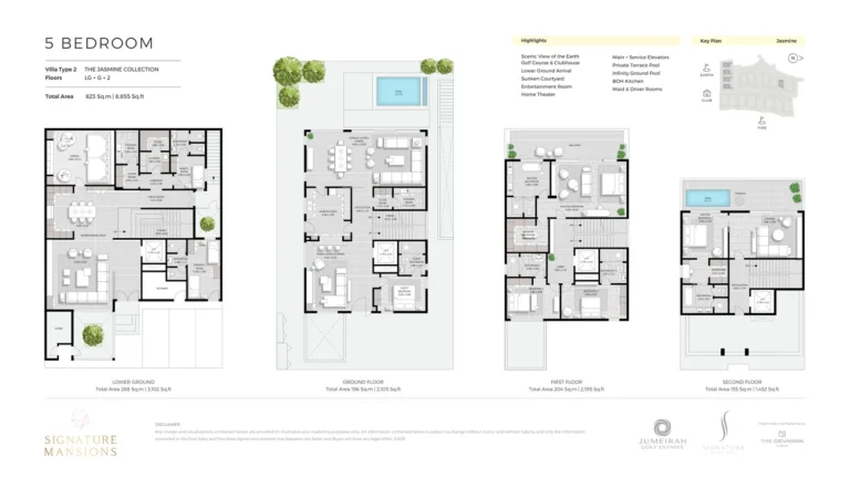 Signature Mansions floor plan 5-спальн. · 8855 кв. фут