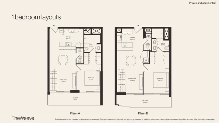 The Weave floor plan 1-спальн.
