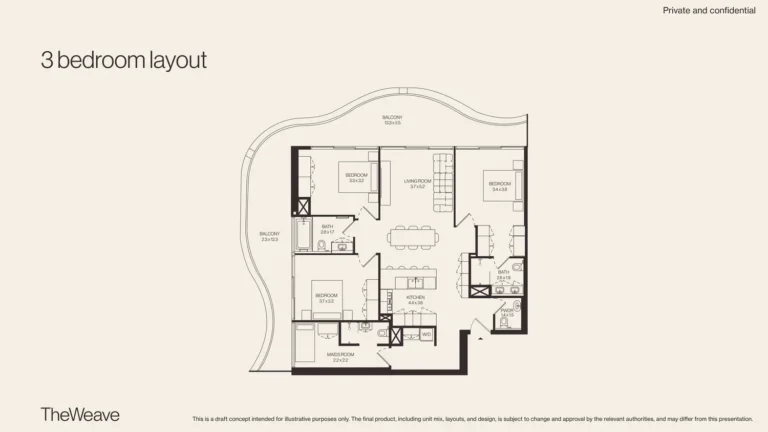 The Weave floor plan 3-спальн.