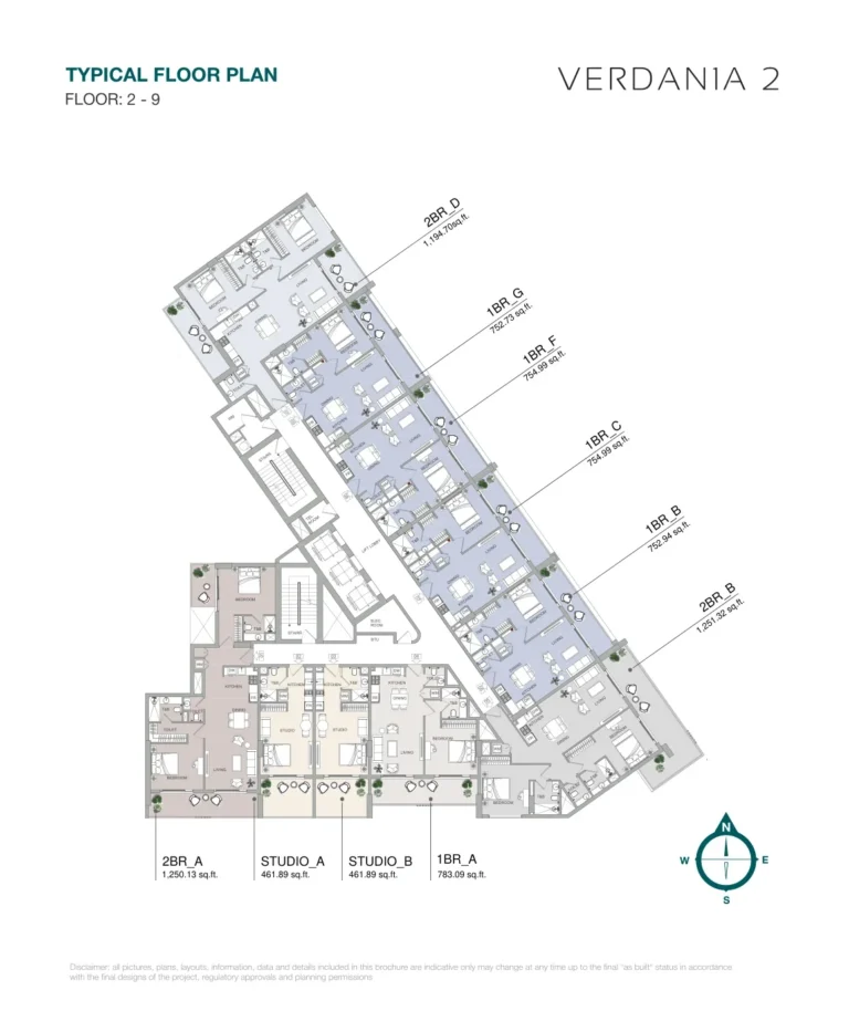 Verdania 2 floor plan 2 BR · 1194 sqft
