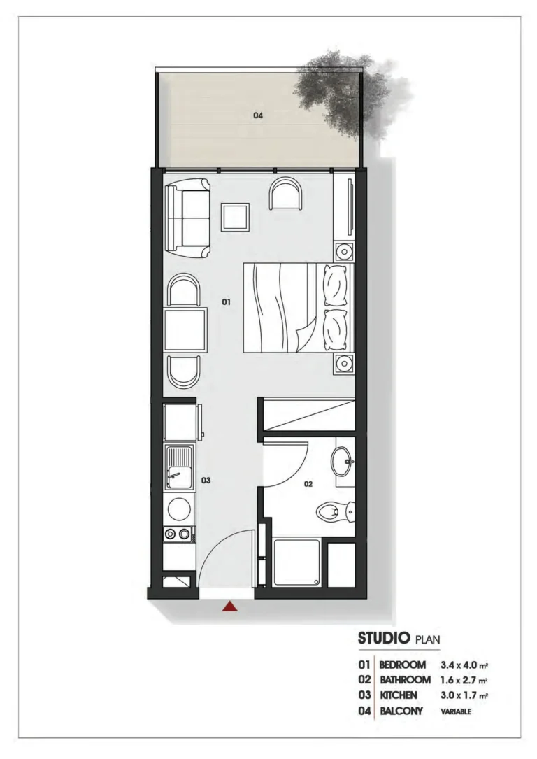 Al Vista floor plan Студия