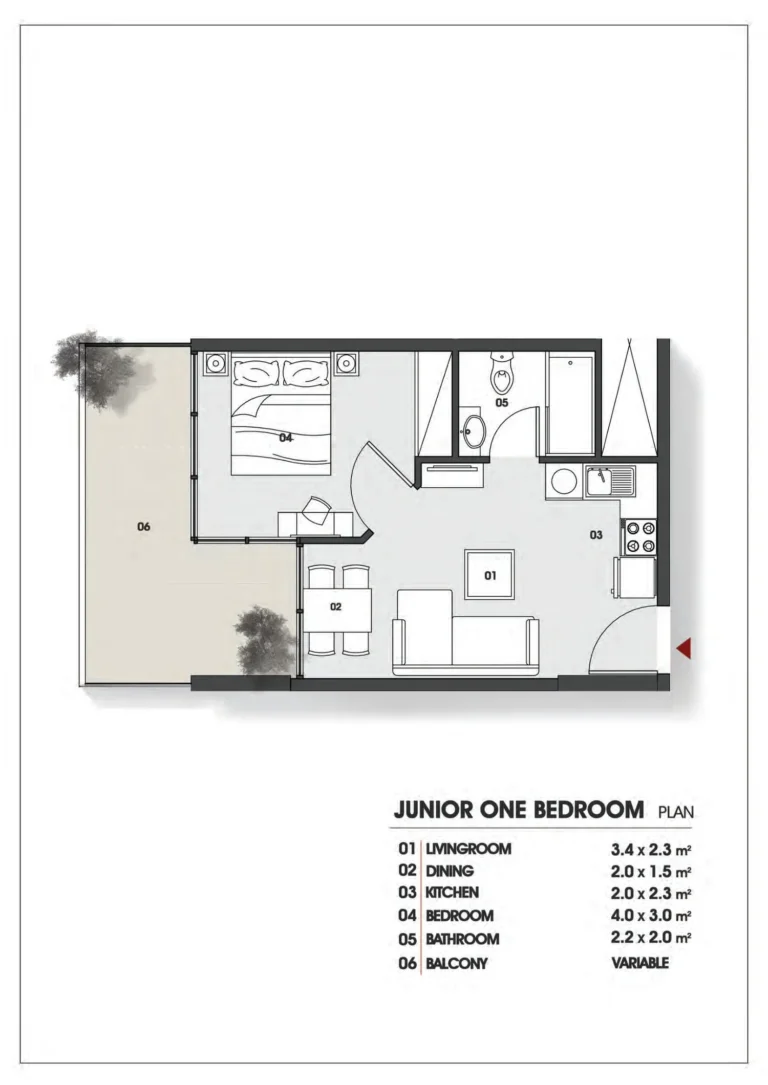 Al Vista floor plan 1-спальн.