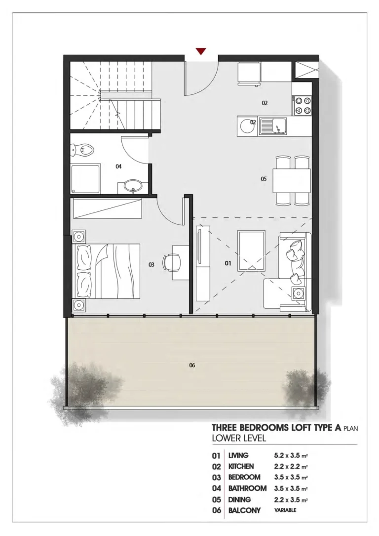 Al Vista floor plan 3-спальн.
