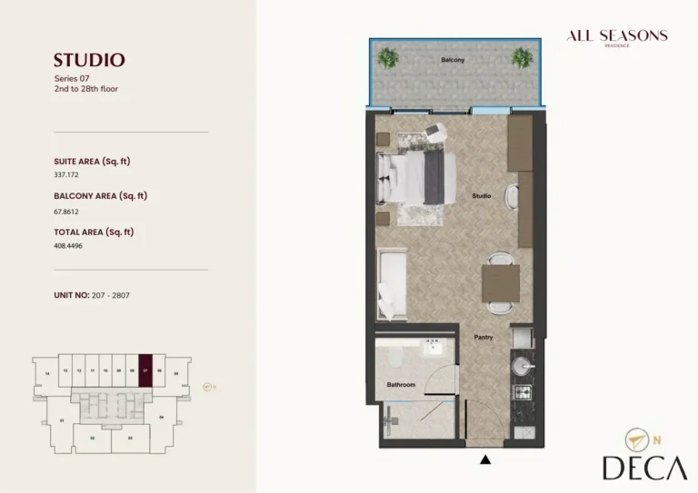 All Seasons Residence floor plan Студия · 408 кв. фут
