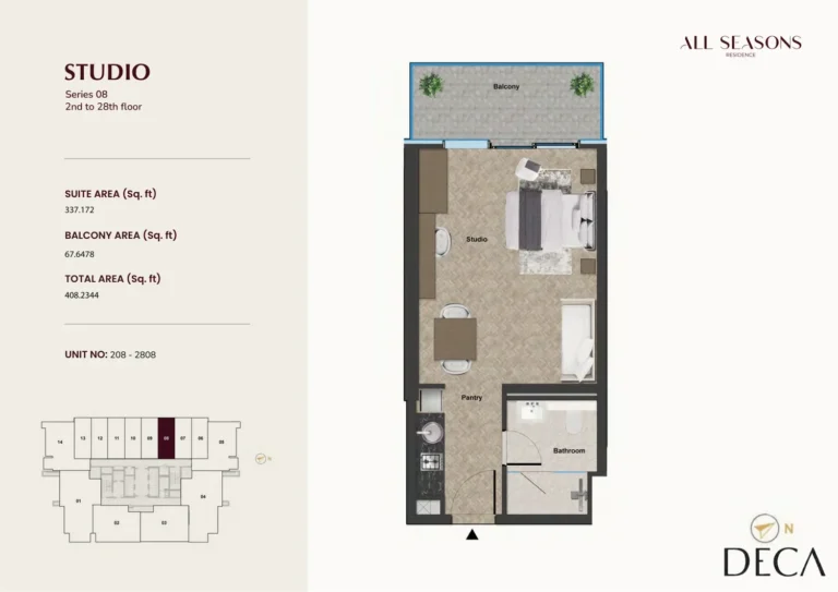 All Seasons Residence floor plan Студия · 408 кв. фут