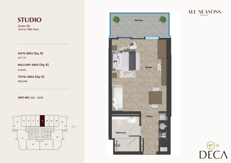 All Seasons Residence floor plan Студия · 408 кв. фут