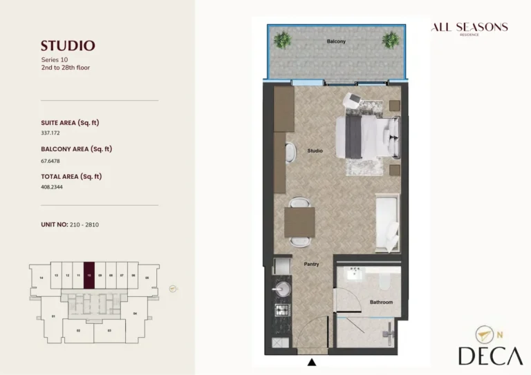 All Seasons Residence floor plan Студия · 408 кв. фут