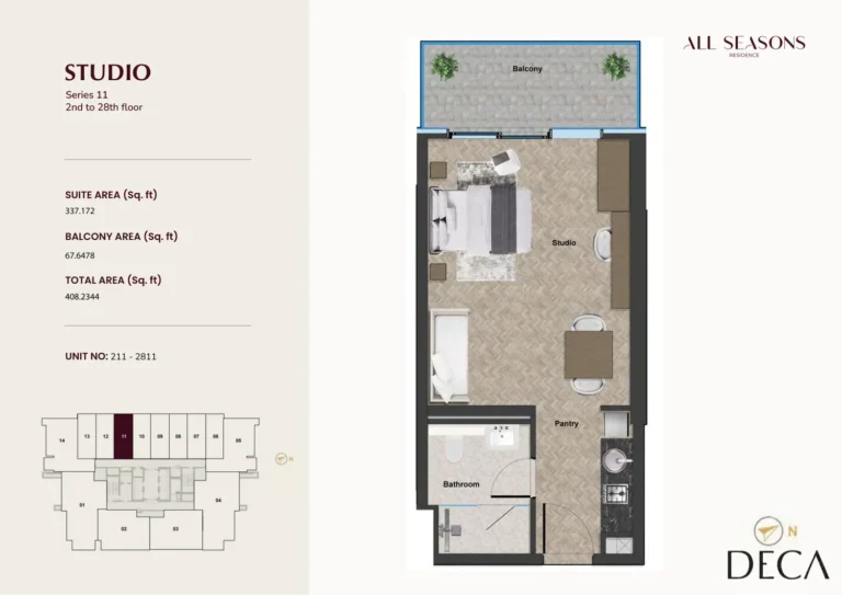 All Seasons Residence floor plan Студия · 408 кв. фут