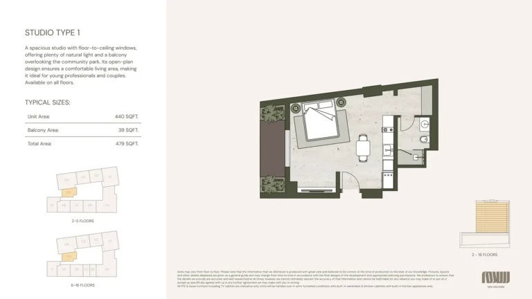 Aria Heights floor plan Студия · 479 sqft