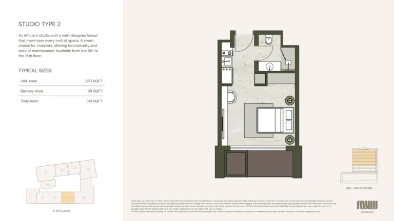 Aria Heights floor plan Студия · 319 sqft