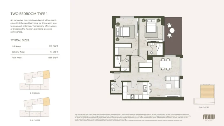 Aria Heights floor plan 2-спальн. · 1236 sqft