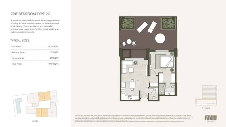 Aria Heights floor plan 1-спальн. · 1140 sqft