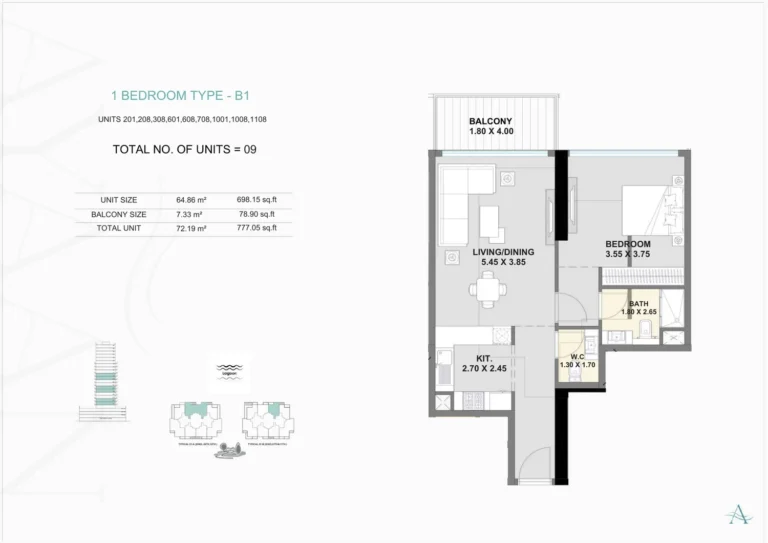Ayaan Heights I floor plan 1 BR · 777 sqft