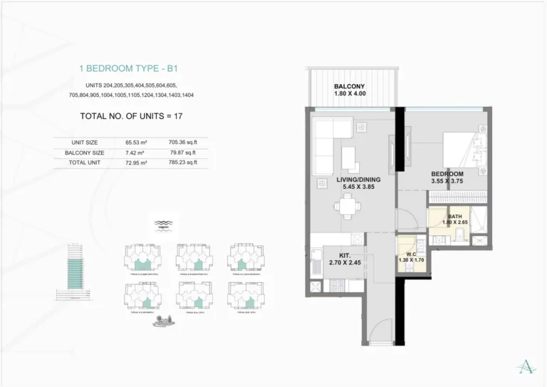 Ayaan Heights I floor plan 1 BR · 785 sqft