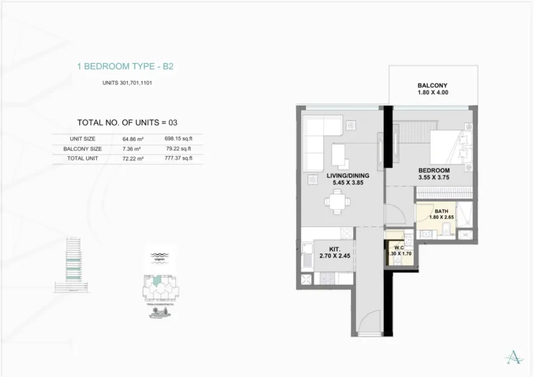 Ayaan Heights I floor plan 1 BR · 777 sqft