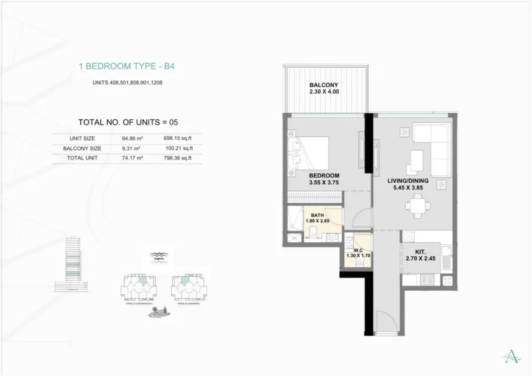 Ayaan Heights I floor plan 1 BR · 796 sqft