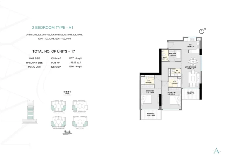 Ayaan Heights I floor plan 2 BR · 1296 sqft