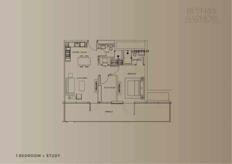 Beverly Park floor plan 1-спальн.