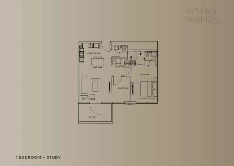 Beverly Park floor plan 1-спальн.