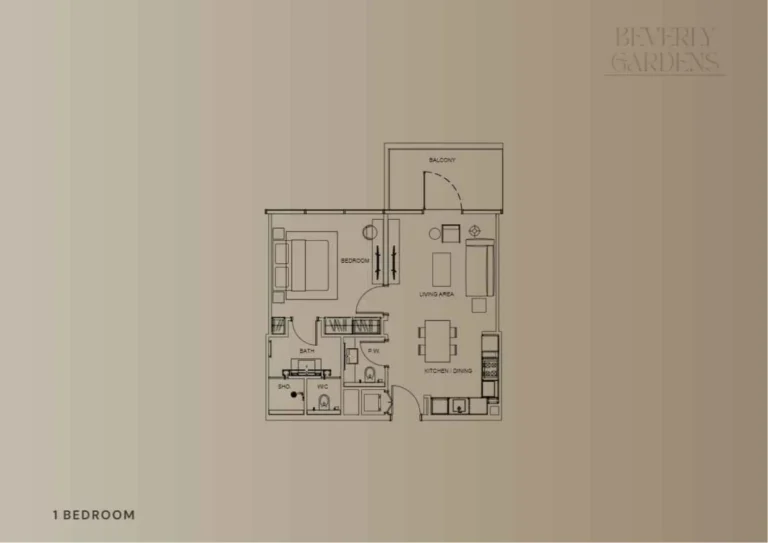 Beverly Park floor plan 1-спальн.