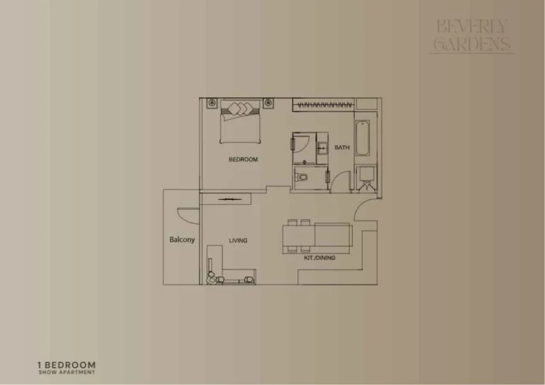Beverly Park floor plan 1-спальн.