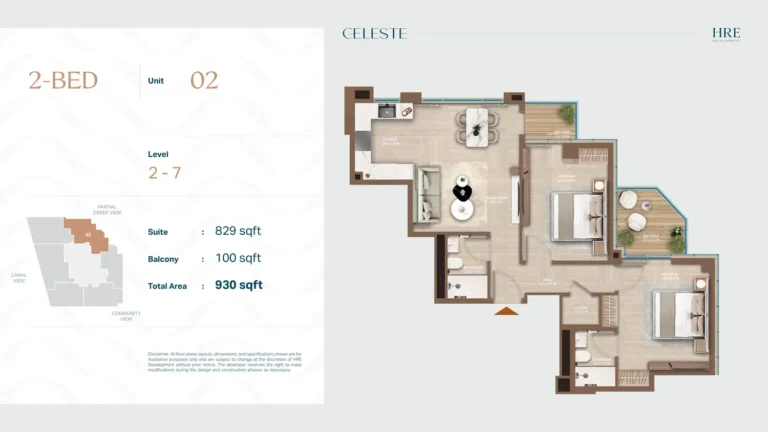 Celeste floor plan 2 BR · 930 sqft