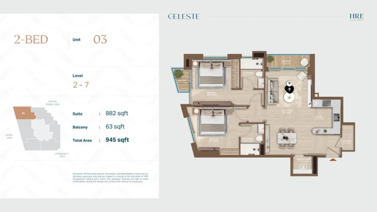 Celeste floor plan 2 BR · 945 sqft