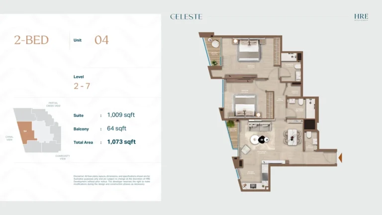 Celeste floor plan 2 BR · 1073 sqft