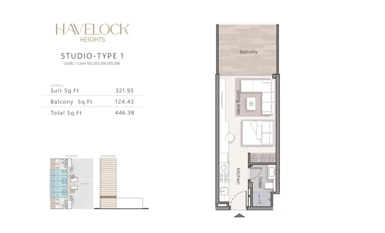 Havelock Heights floor plan Studio · 446 sqft
