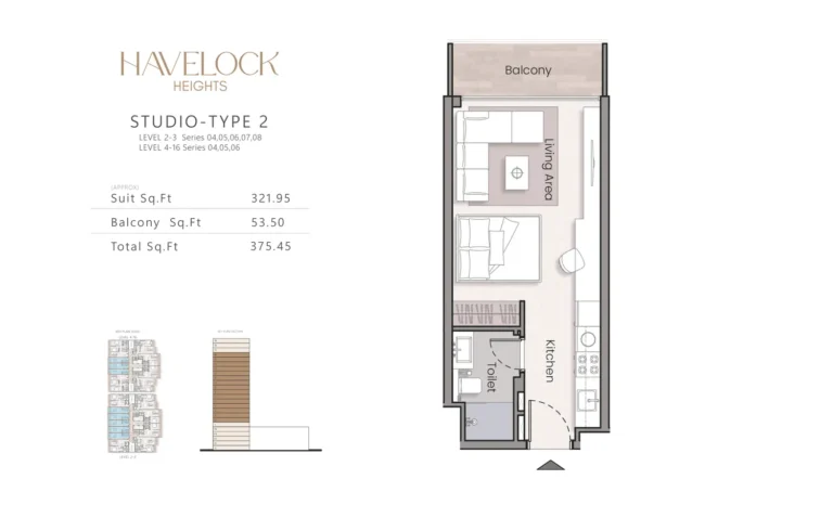 Havelock Heights floor plan Studio · 375 sqft