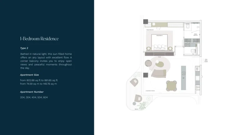 Helvetia Marine floor plan 1 BR · 802 sqft
