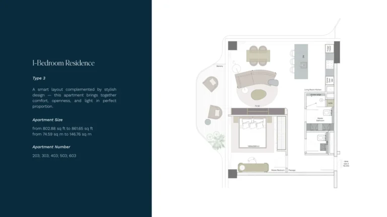 Helvetia Marine floor plan 1 BR · 802 sqft