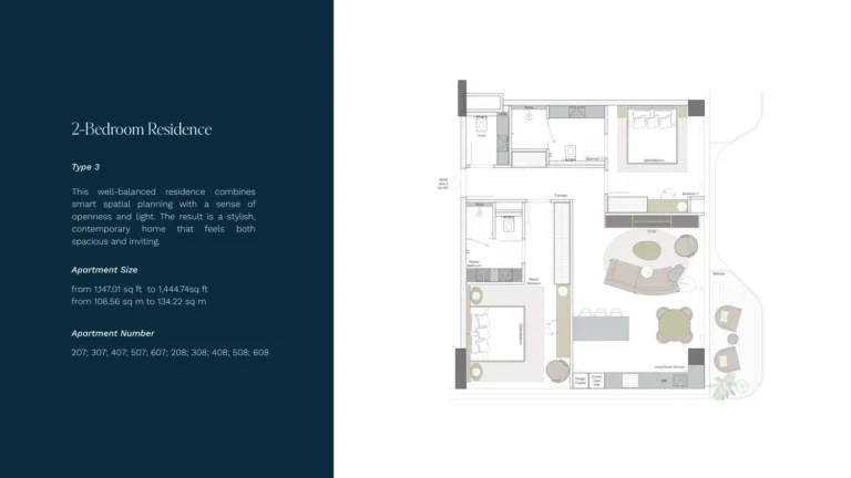 Helvetia Marine floor plan 2 BR · 1147 sqft