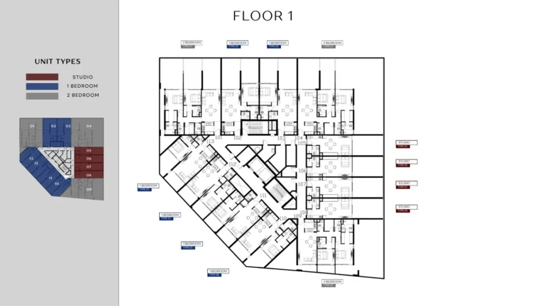 Lateral One floor plan Студия
