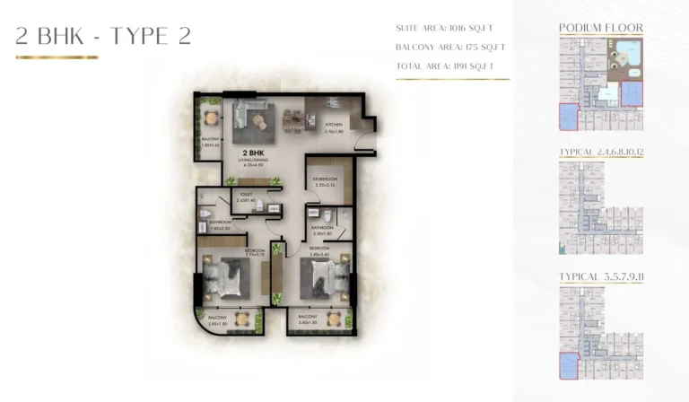 Provenza Residences floor plan 2 BR · 1191 sqft