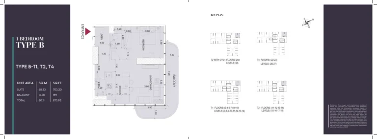 Society House Downtown Dubai floor plan 1 BR · 873 sqft
