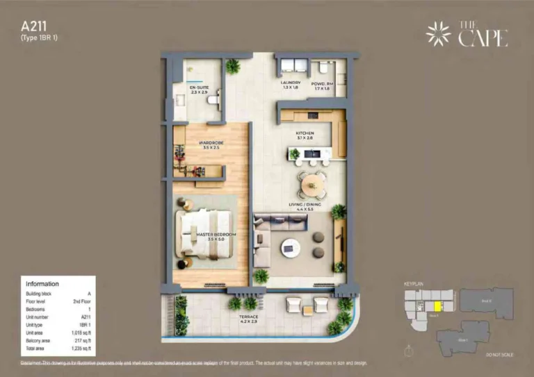 The Cape floor plan 1-спальн. · 1235 кв. фут