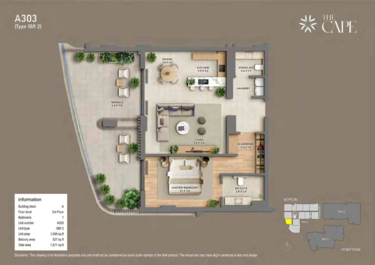 The Cape floor plan 1-спальн. · 1571 кв. фут